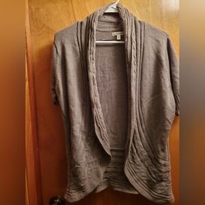 Croft&Barrow Women's Grey Short Sleeve Cardigan, Size Medium